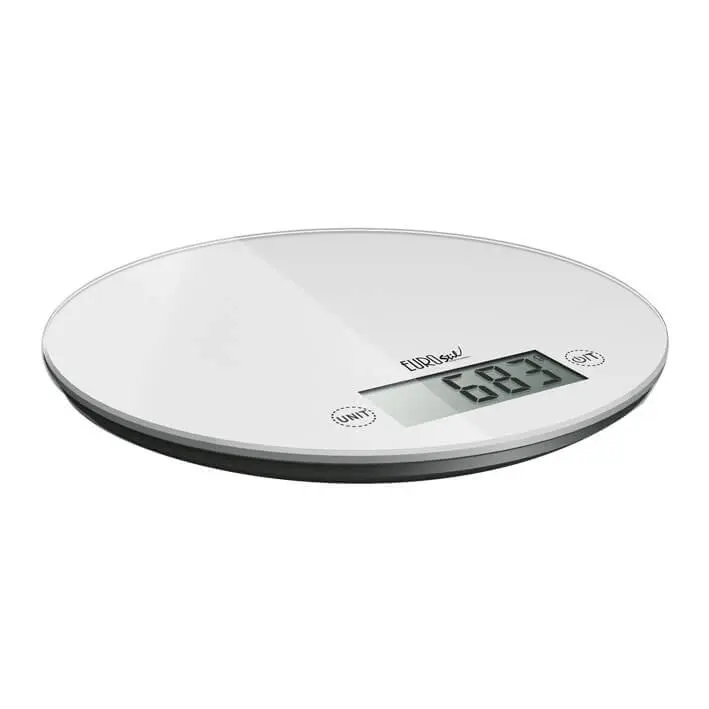 [1146] Balanza digital redonda 5 kg pantalla LCD blanco