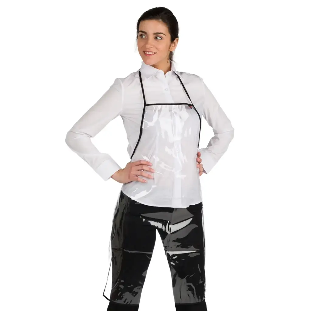 Delantal transparente impermeable de 73x63cm ribete negro