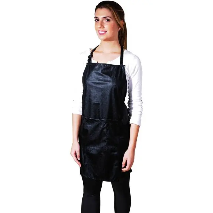 Delantal impermeable de 71x62cm negro con bolsillo