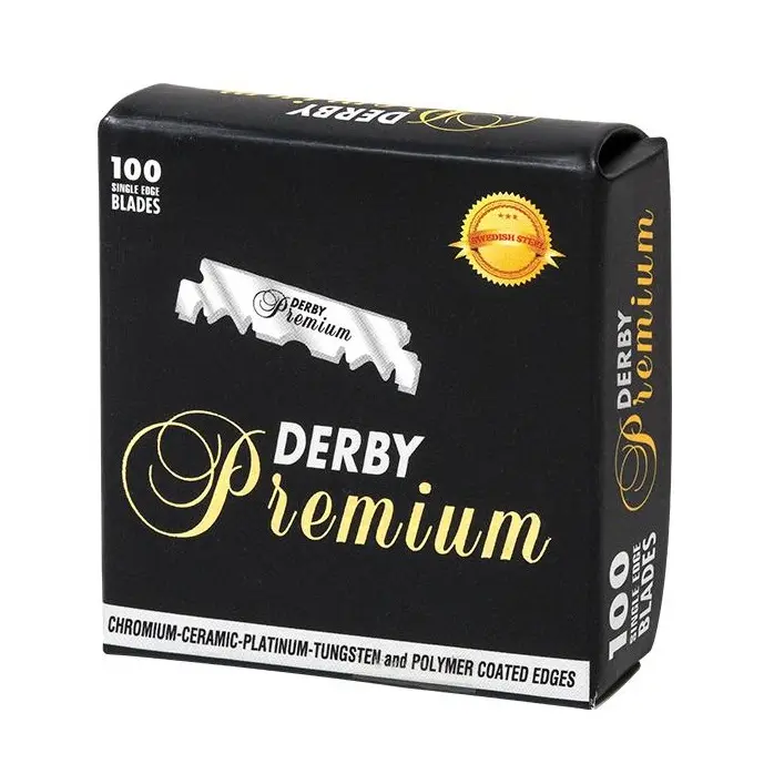 [392] Hojas Desechables Derby Premium platino caja 100uds