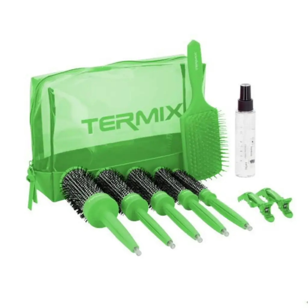 Cepillos Termix pack de 5 diámetros fluor verde + accesorios