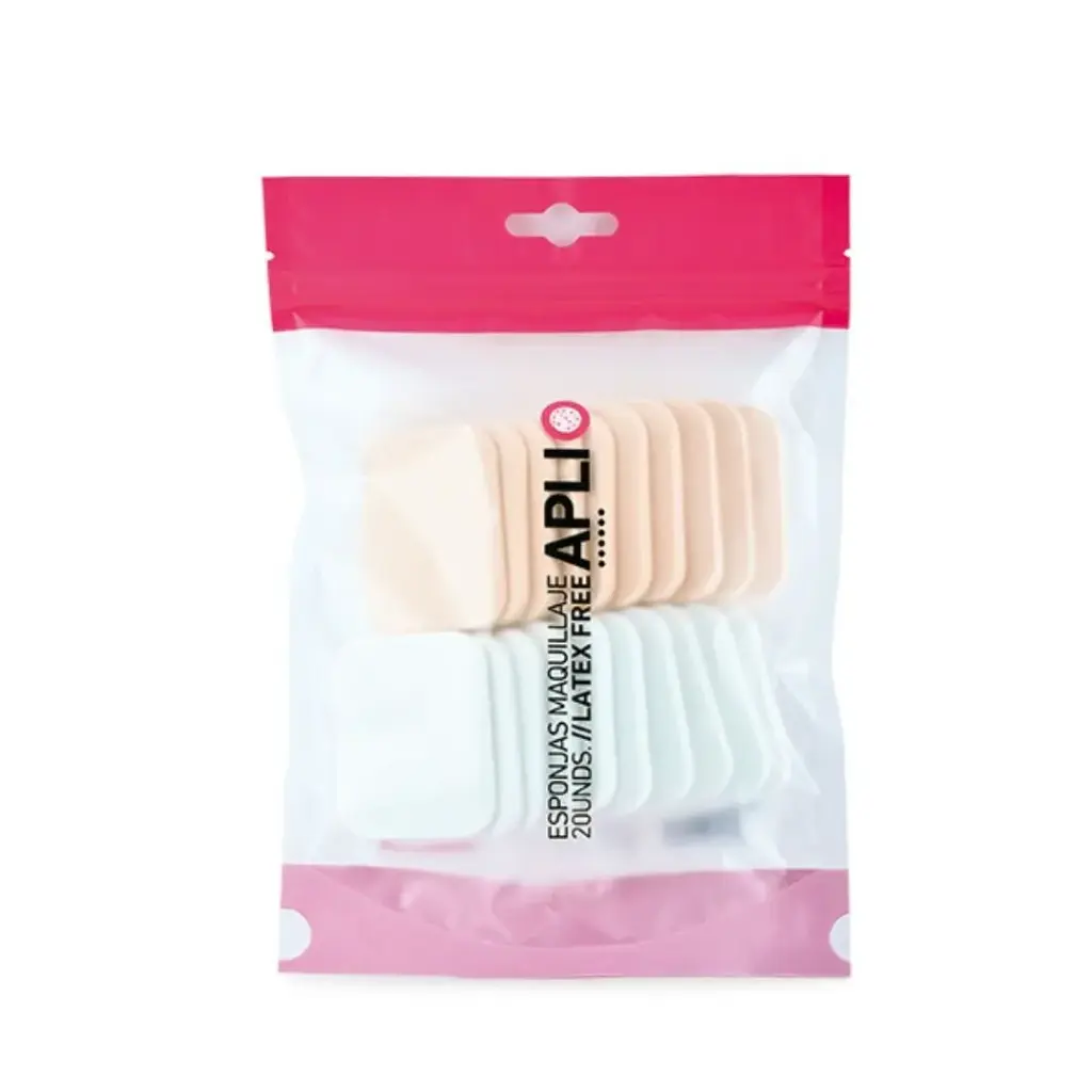 [1562] Esponja maquillaje rectangular sin látex bolsa 20 unidades