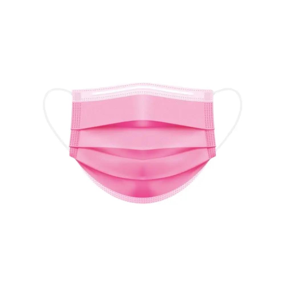 [1026] Mascarilla desechable 3 capas rosa con elásticos 50 unidades