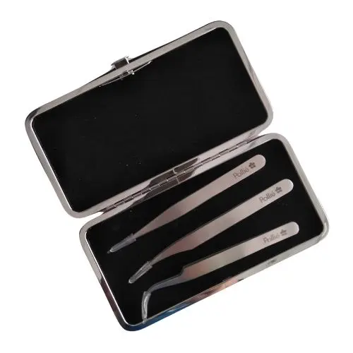 Pinzas colocar pestañas individuales Pollié set 3 unidades