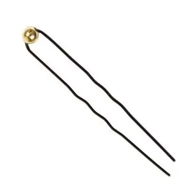 Horquilla negro Eurostil adorno perla dorada 6 unidades