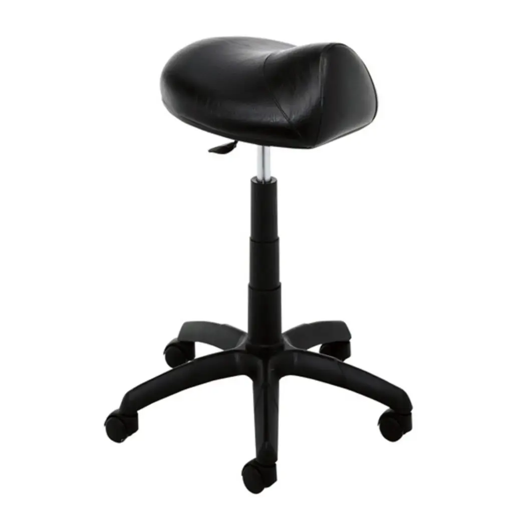 [1612] Taburete Rodeo negro regulable 58-77cm altura con ruedas