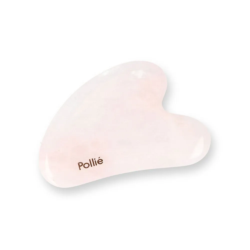 Gua Sha Piedra Cuarzo Rosa para Masaje Facial Pollié